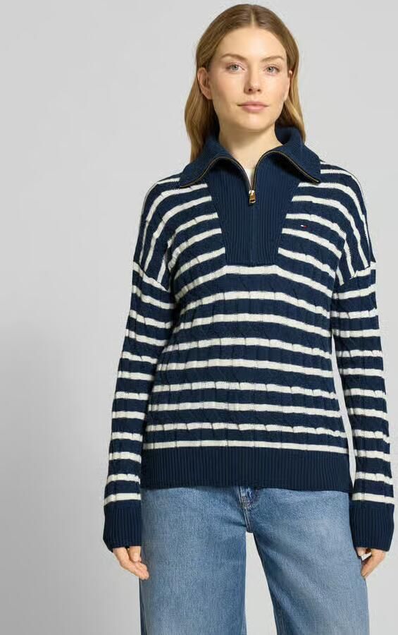 Tommy Hilfiger Schipperstrui SOFT WOOL CABLE 1 2 ZIP LS SWT met kabelpatroon van zuivere wol - Foto 7