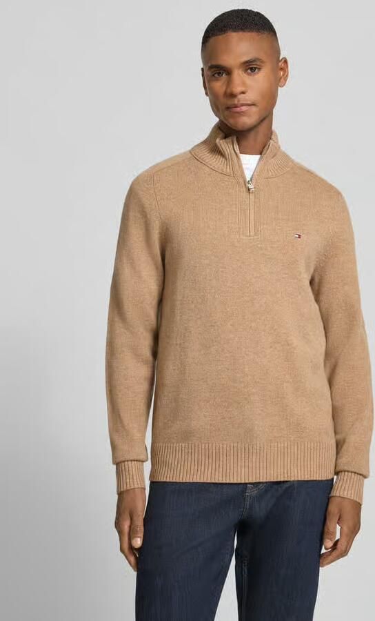 Tommy Hilfiger Pullover Half Zip Lambswool Safari Canvas Heather - Foto 4