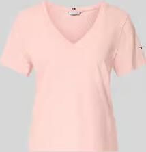 Tommy Hilfiger regular fit T-shirt van mix van katoen en linnen