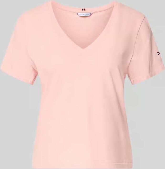 Tommy Hilfiger regular fit T-shirt van mix van katoen en linnen - Foto 2