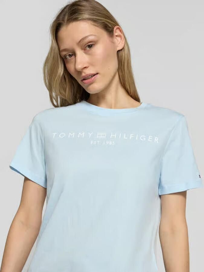 TOMMY HILFIGER Dames Tops & T-shirts Reg Corp Logo Lichtblauw - Foto 8