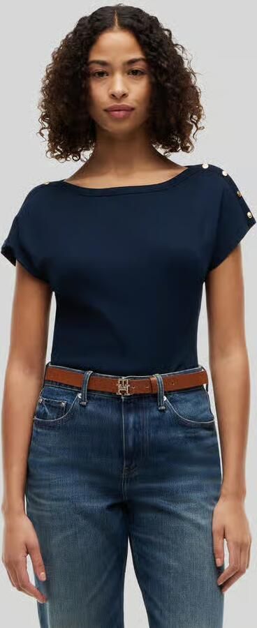 Tommy Hilfiger regular fit T-shirt van puur katoen met knoopdetails - Foto 4