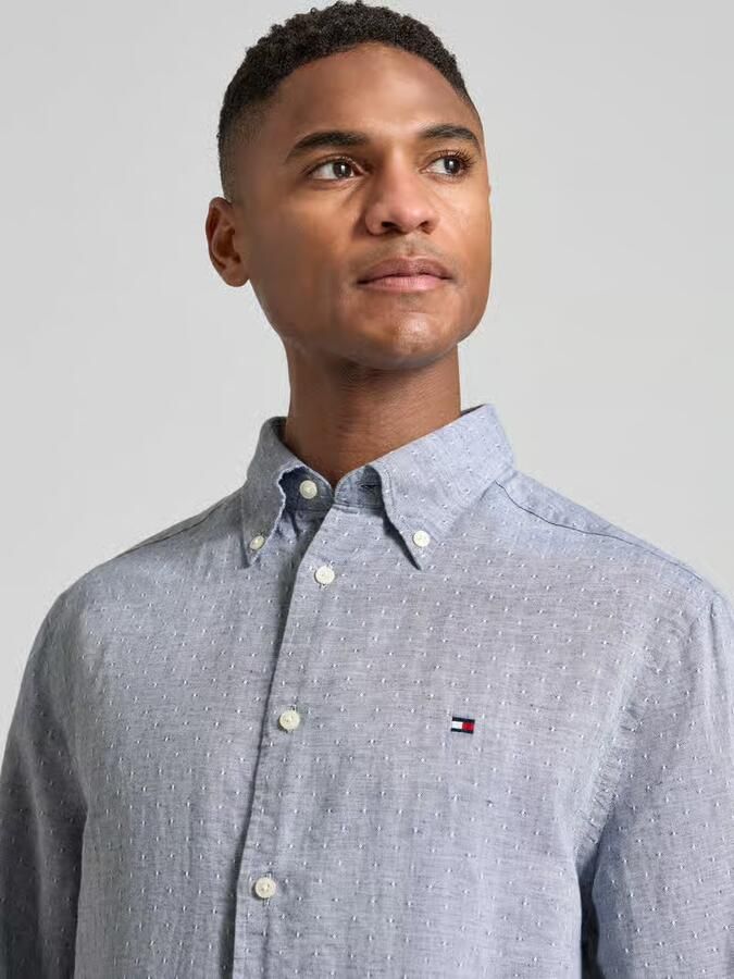Tommy Hilfiger regular fit vrijetijdsoverhemd van mix van katoen en linnen