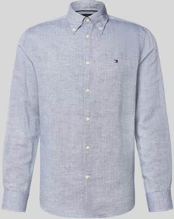Tommy Hilfiger regular fit vrijetijdsoverhemd van mix van katoen en linnen - Foto 2