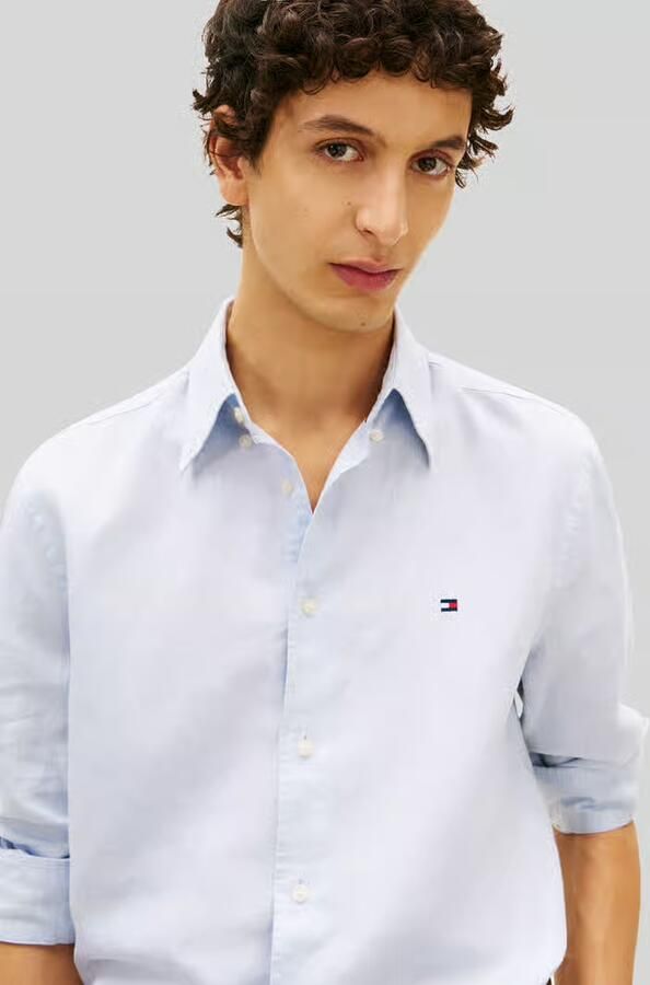 Tommy Hilfiger regular fit vrijetijdsoverhemd van mix van katoen en linnen