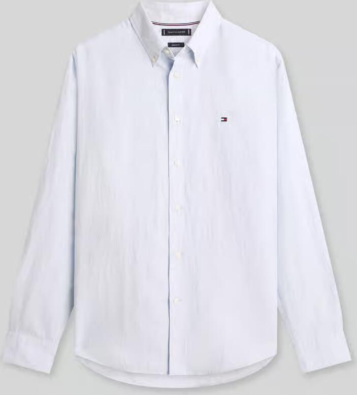 Tommy Hilfiger regular fit vrijetijdsoverhemd van mix van katoen en linnen - Foto 2