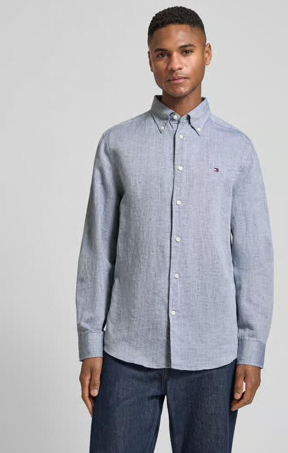 Tommy Hilfiger regular fit vrijetijdsoverhemd van mix van katoen en linnen - Foto 2
