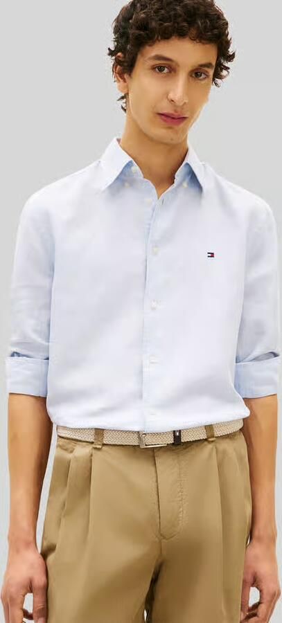 Tommy Hilfiger regular fit vrijetijdsoverhemd van mix van katoen en linnen - Foto 3