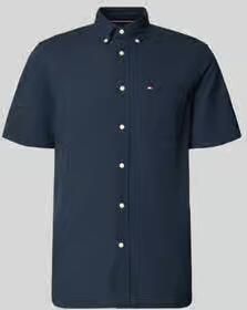 Tommy Hilfiger Regular fit overhemd met korte mouwen van seersucker van katoen