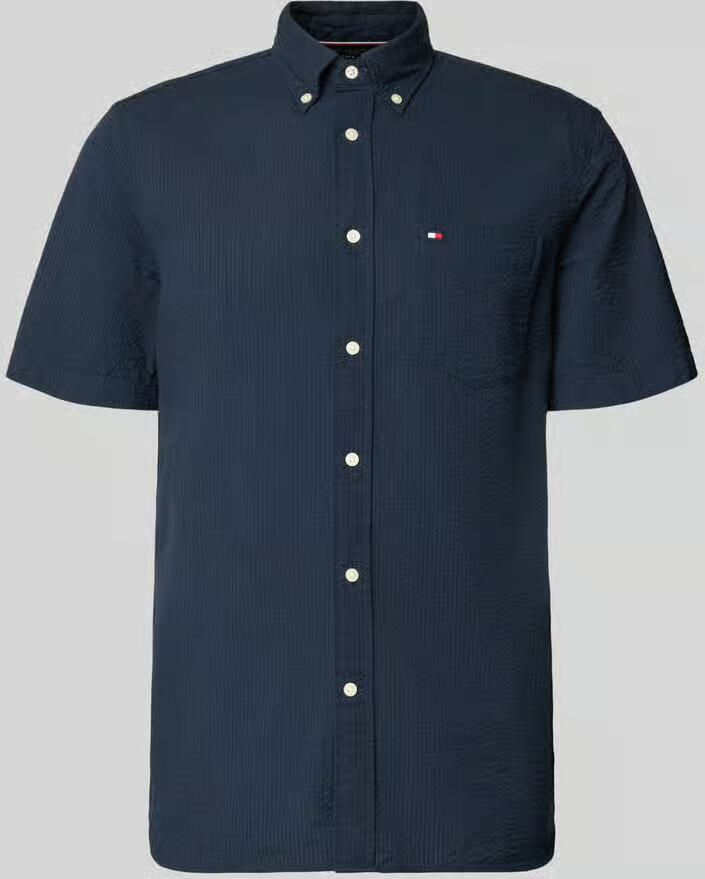Tommy Hilfiger Regular fit overhemd met korte mouwen van seersucker van katoen - Foto 2
