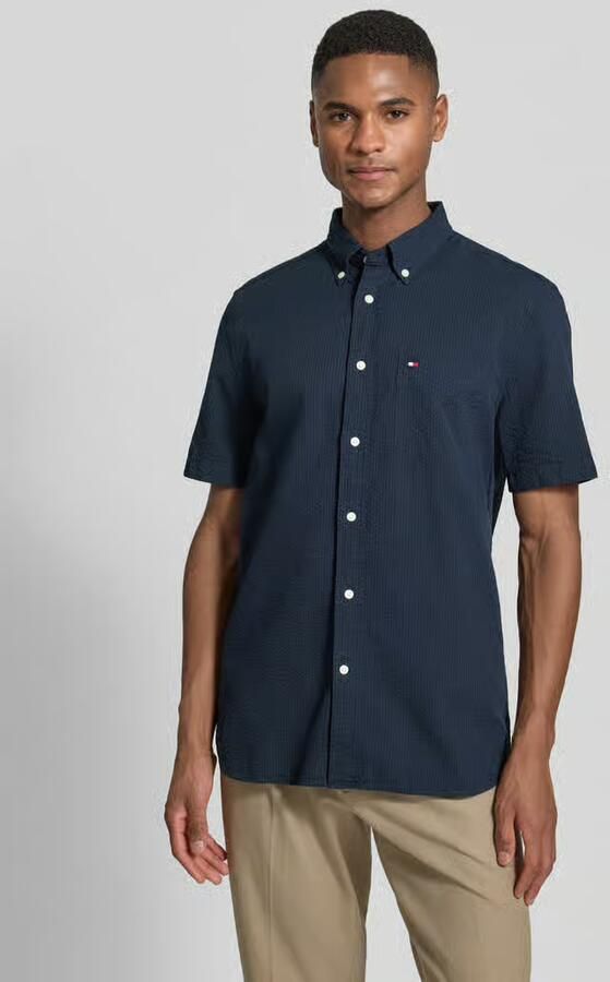 Tommy Hilfiger Regular fit overhemd met korte mouwen van seersucker van katoen - Foto 2