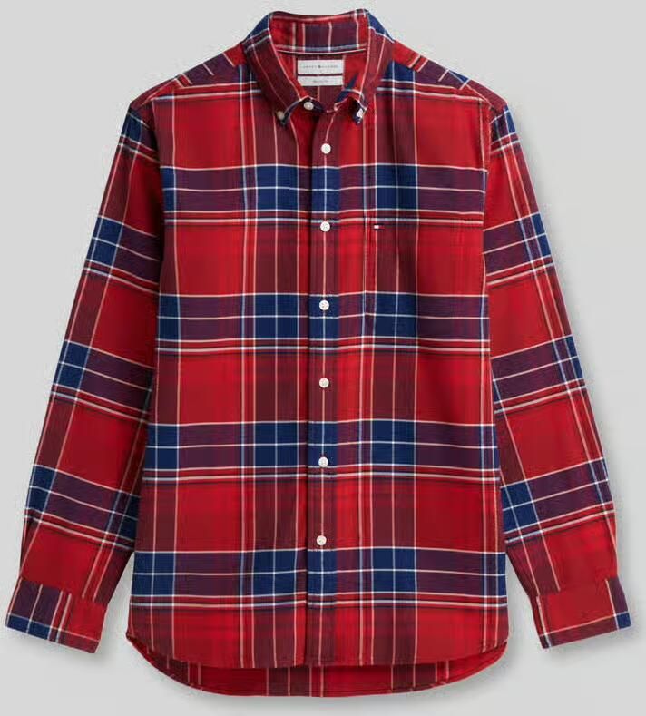 Tommy Hilfiger regular fit geruit flanel overhemd regatta rood