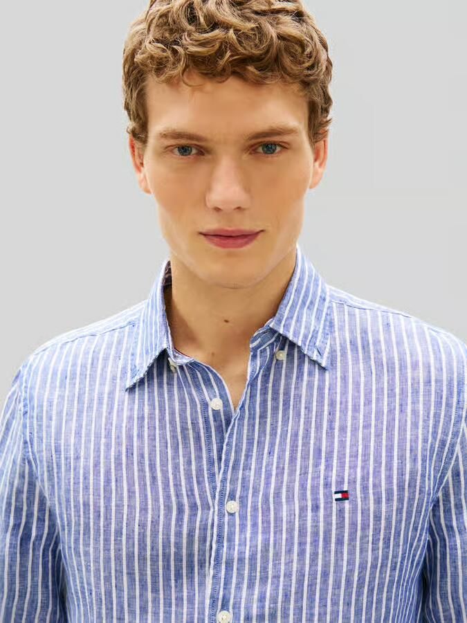 Tommy Hilfiger Overhemd Lange Mouw LINEN BENGAL STRIPE RF SHIRT
