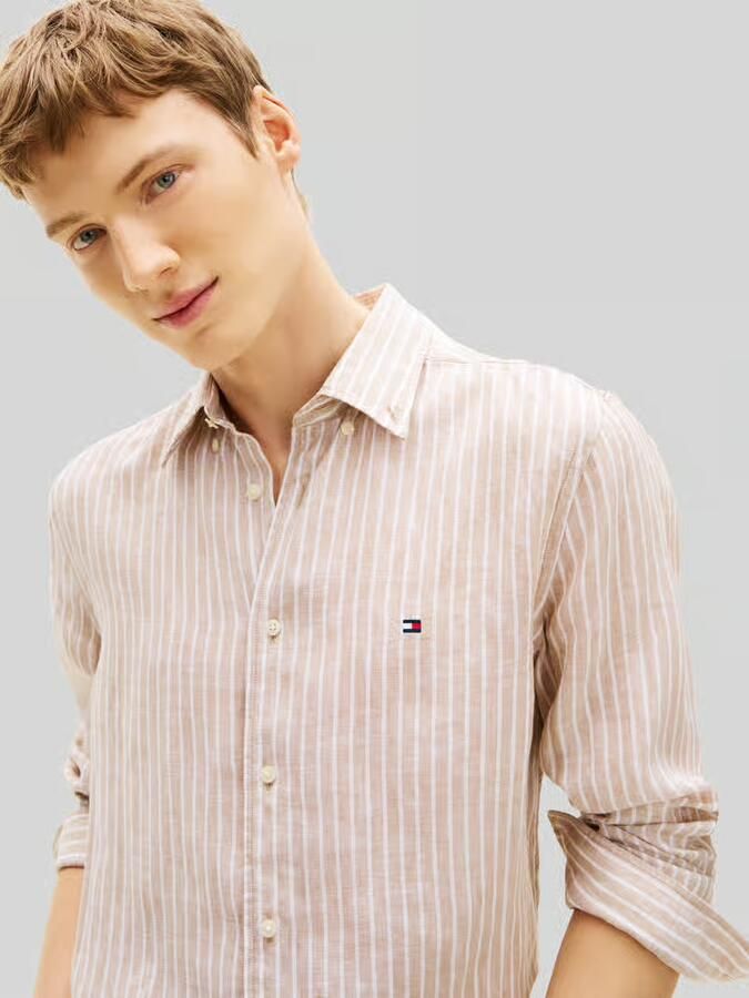 TOMMY HILFIGER Heren Overhemden Linen Bengal Stripe Rf Shirt Zand - Foto 5