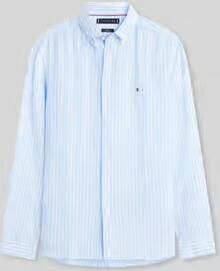 TOMMY HILFIGER Heren Overhemden Linen Bengal Stripe Rf Shirt Lichtblauw - Foto 7