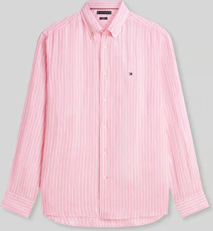 TOMMY HILFIGER Heren Overhemden Linen Bengal Stripe Rf Shirt Roze - Foto 6