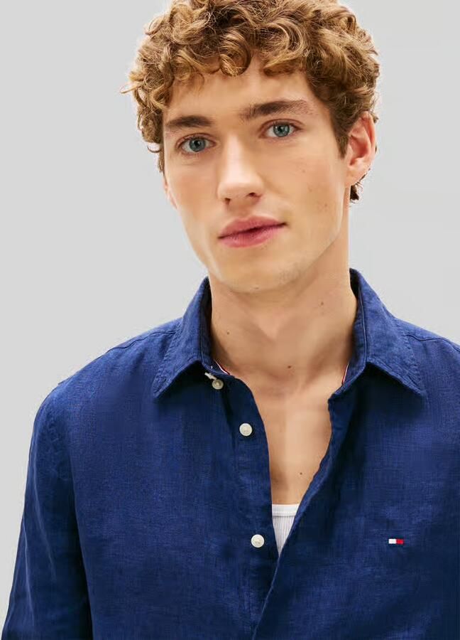 Tommy Hilfiger regular fit vrijetijdsoverhemd van puur linnen