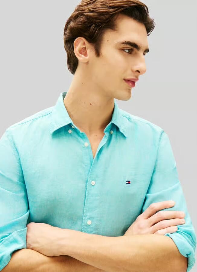 Tommy Hilfiger regular fit vrijetijdsoverhemd van puur linnen