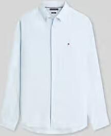 TOMMY HILFIGER Heren Overhemden Pigment Dyed Li Solid Rf Shirt Lichtblauw - Foto 9