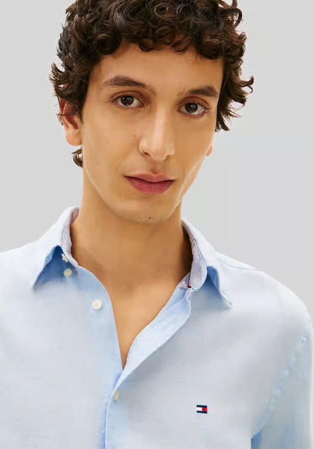 TOMMY HILFIGER Heren Overhemden Pigment Dyed Li Solid Rf Shirt Lichtblauw - Foto 8
