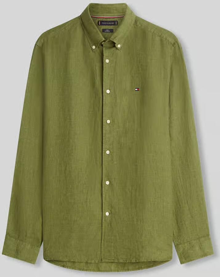 TOMMY HILFIGER Heren Overhemden Pigment Dyed Li Solid Rf Shirt Groen - Foto 6