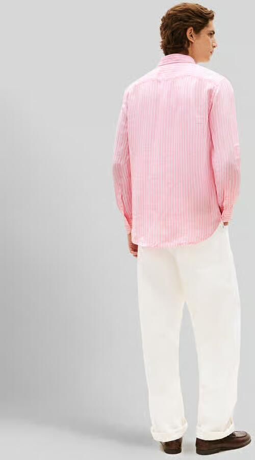 TOMMY HILFIGER Heren Overhemden Linen Bengal Stripe Rf Shirt Roze - Foto 7