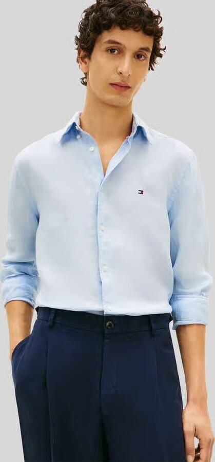 TOMMY HILFIGER Heren Overhemden Pigment Dyed Li Solid Rf Shirt Lichtblauw - Foto 11
