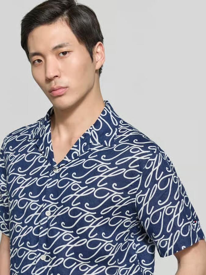 Tommy Hilfiger regular fit vrijetijdsoverhemd van puur linnen model 'LINEN CAMP COLLAR'