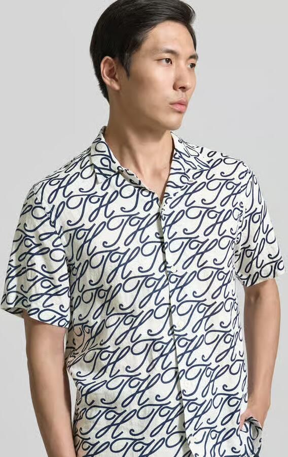 Tommy Hilfiger regular fit vrijetijdsoverhemd van puur linnen model 'LINEN CAMP COLLAR'
