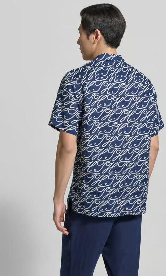 Tommy Hilfiger regular fit vrijetijdsoverhemd van puur linnen model 'LINEN CAMP COLLAR'