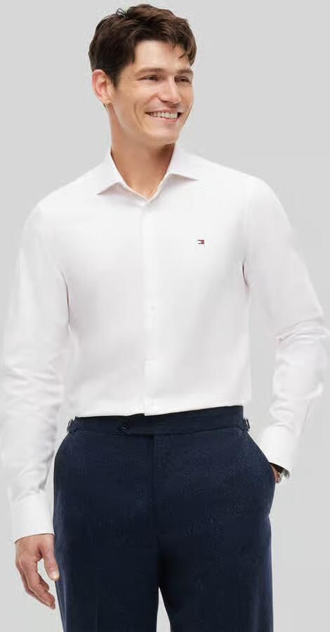 Tommy Hilfiger Regular Fit zakelijk overhemd met afgeronde zoom - Foto 2