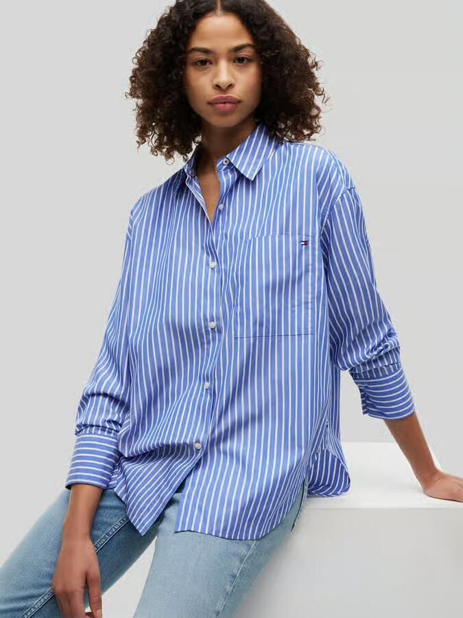 Tommy Hilfiger Relaxed fit Blouse met lange mouwen van puur katoen