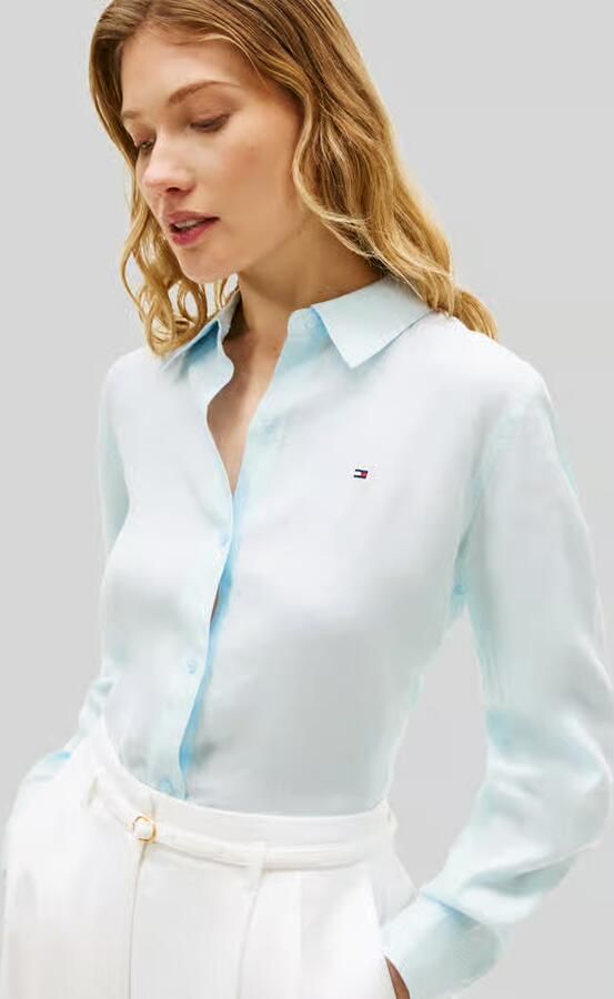 Tommy Hilfiger relaxed fit blouse met lange mouwen van puur linnen