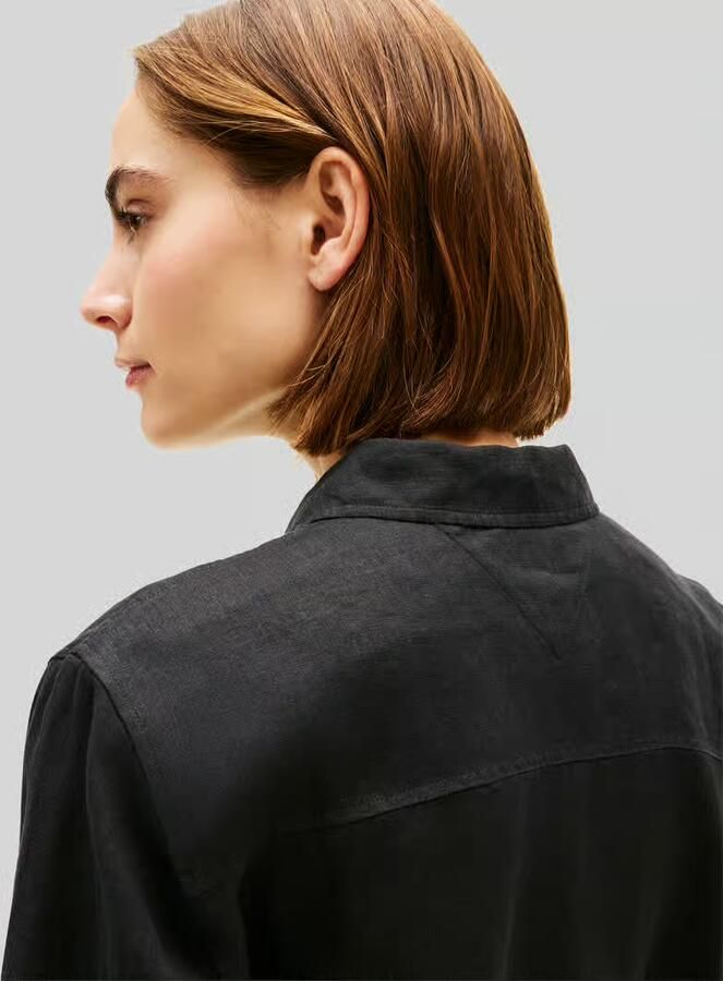 Tommy Hilfiger relaxed fit blouse met lange mouwen van puur linnen