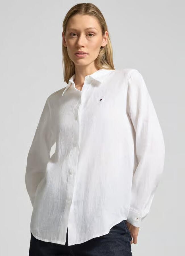 Tommy Hilfiger relaxed fit blouse met lange mouwen van puur linnen - Foto 5