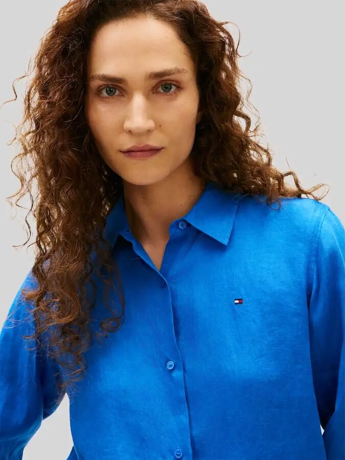 Tommy Hilfiger relaxed fit blouse met lange mouwen van puur linnen