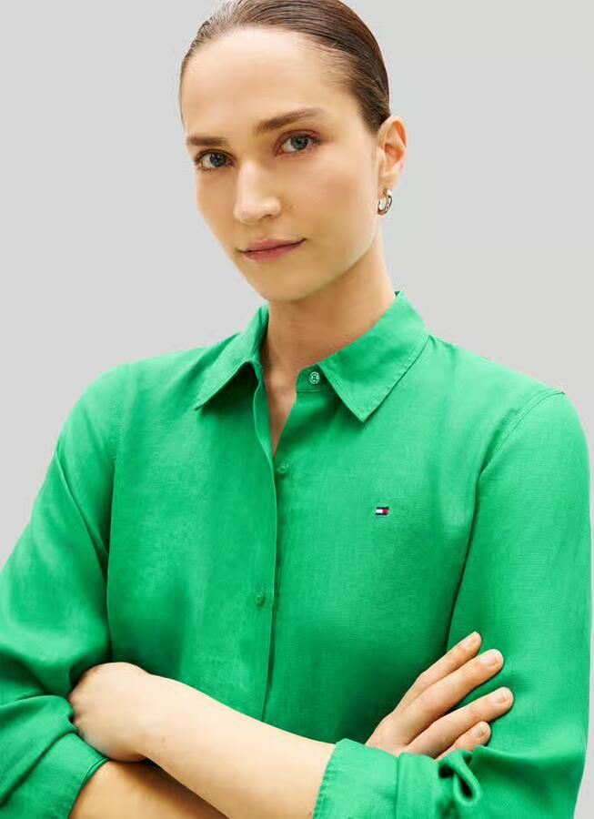 Tommy Hilfiger relaxed fit blouse met lange mouwen van puur linnen - Foto 5