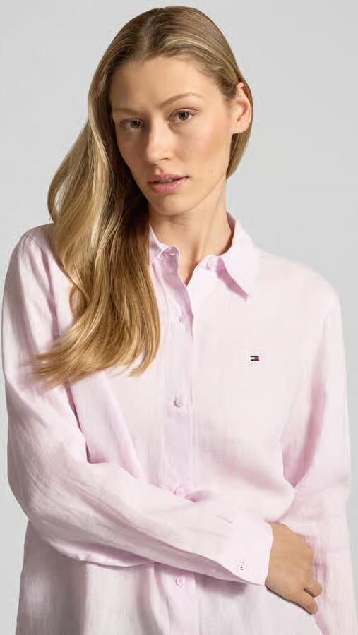 Tommy Hilfiger relaxed fit blouse met lange mouwen van puur linnen