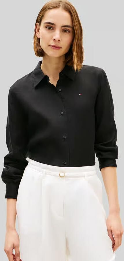Tommy Hilfiger relaxed fit blouse met lange mouwen van puur linnen - Foto 4