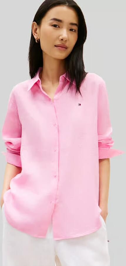Tommy Hilfiger relaxed fit blouse met lange mouwen van puur linnen - Foto 4