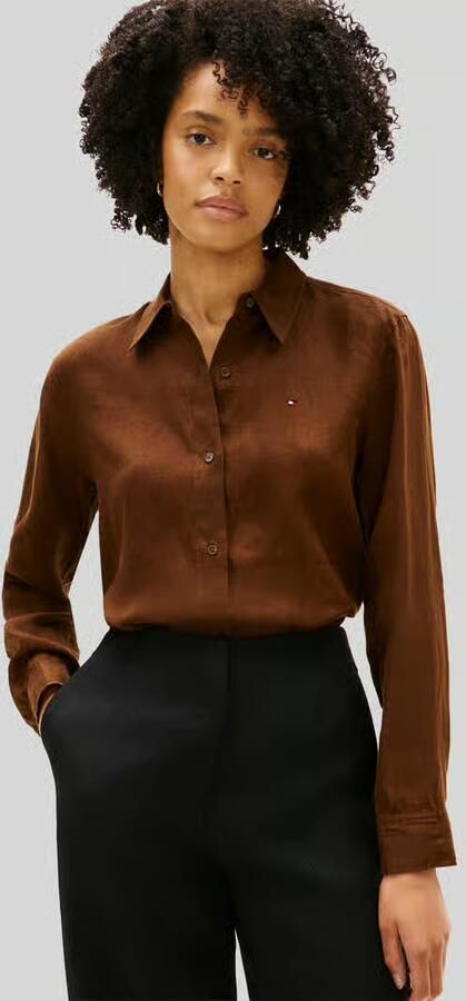 Tommy Hilfiger relaxed fit blouse met lange mouwen van puur linnen - Foto 4
