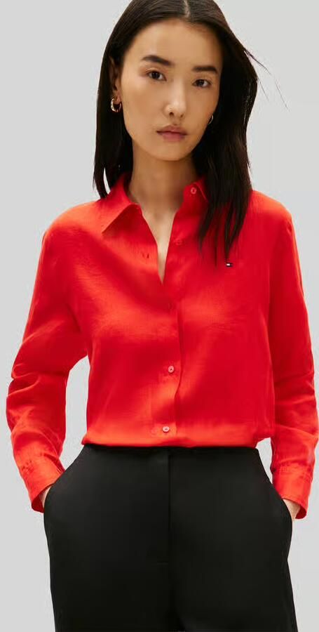 Tommy Hilfiger relaxed fit blouse met lange mouwen van puur linnen - Foto 4