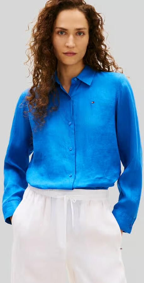 Tommy Hilfiger relaxed fit blouse met lange mouwen van puur linnen - Foto 4