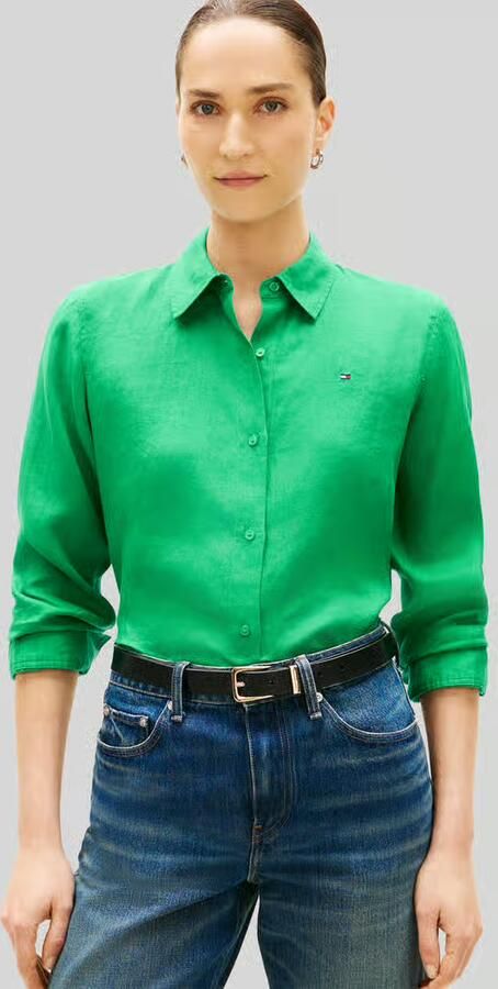 Tommy Hilfiger relaxed fit blouse met lange mouwen van puur linnen - Foto 8