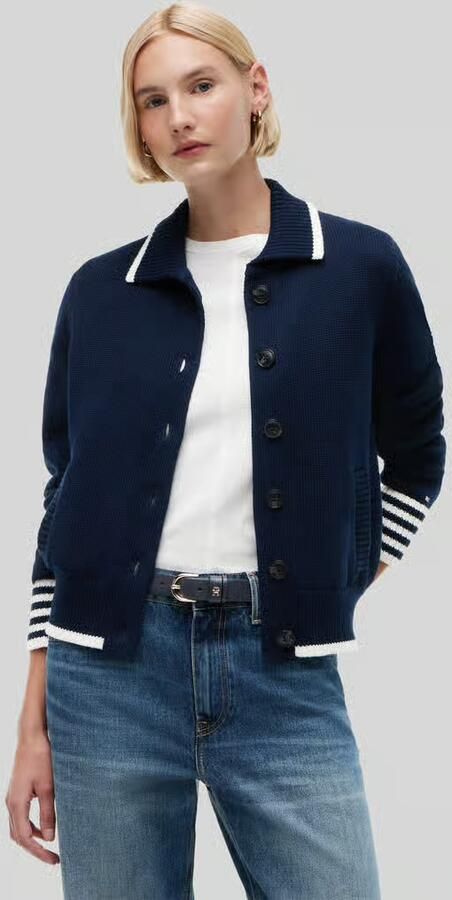 Tommy Hilfiger relaxed fit gebreid jack van puur katoen - Foto 2