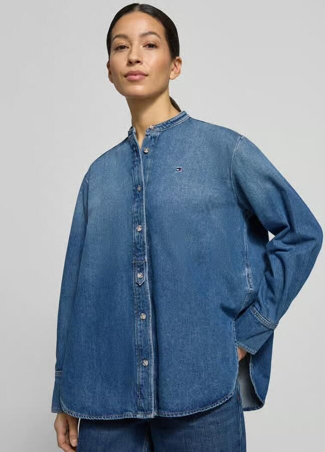 Tommy Hilfiger Relaxed fit jeansblouse van een mix van katoen en lyocell - Foto 2