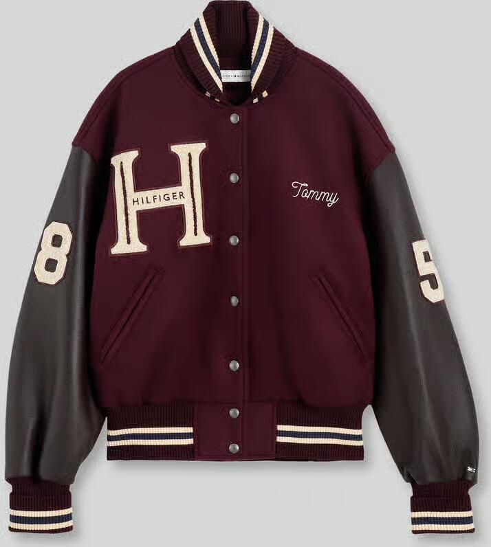 Tommy Hilfiger relaxed fit leren jacks van wolmix