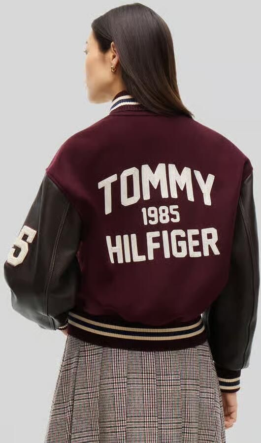 Tommy Hilfiger relaxed fit leren jacks van wolmix - Foto 2