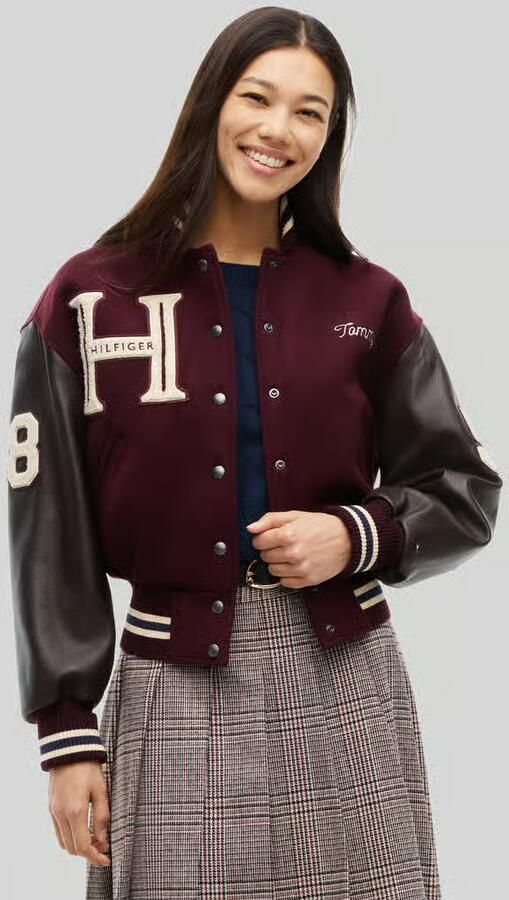 Tommy Hilfiger relaxed fit leren jacks van wolmix - Foto 3