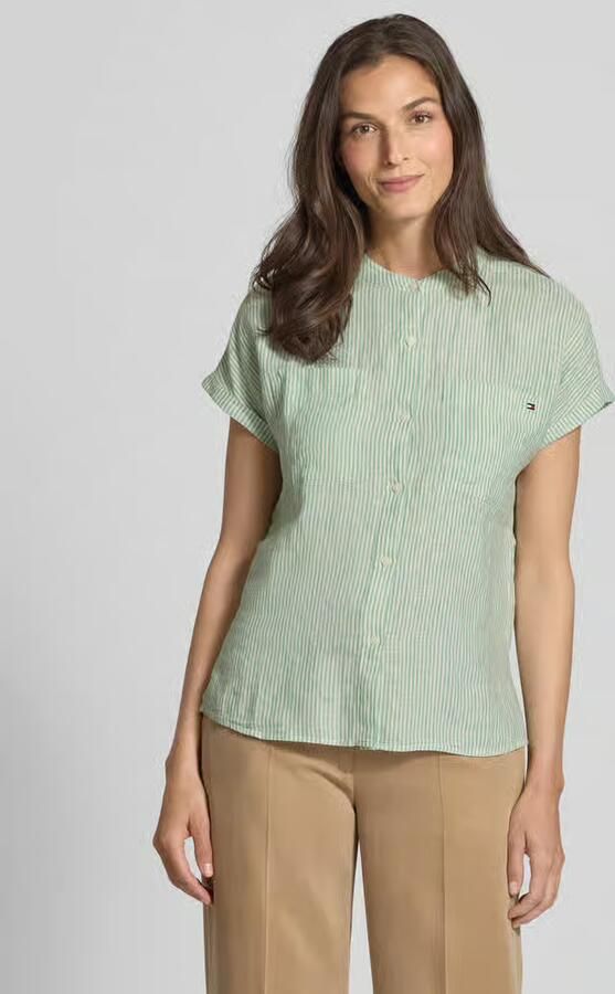Tommy Hilfiger Relaxed fit linnen blouse met korte mouwen - Foto 2